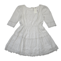 NWT LoveShackFancy Novalie Mini in Antique White Crochet Pom Trim Cotton Dress M - £128.59 GBP