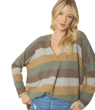 Entro vneck front placket striped sweater for women - £27.68 GBP