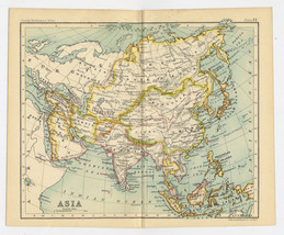 1912 Antique Political Map Of Asia China India Saudi Arabia / Verso Turkey - £19.44 GBP