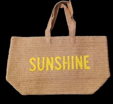 23&quot; Over-sized  Straw Tote - SUNSHINE Embroidered Double Handle Weekend ... - £19.73 GBP