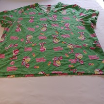 Warner Bros V-Neck Women’s Scrub Top Christmas Tweety Bird Season Tweeti... - $12.46