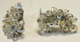 Vintage Costume Jewelry Fashion Crystal Glass Bead Dangle Drop Clip-on E... - £7.89 GBP
