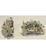 Vintage Costume Jewelry Fashion Crystal Glass Bead Dangle Drop Clip-on E... - £7.85 GBP