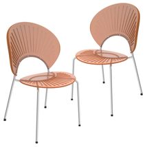 LeisureMod Opulent Mid-Century Modern Plastic Chrome Metal Legs Armless ... - $169.54