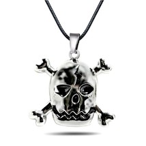 SKULL AND CROSSBONES NECKLACE 1.25&quot; Pendant Jolly Roger Pirate Charm Hal... - $6.95