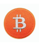 BITCOIN IRON ON PATCH 3&quot; Round Orange with Silver Metallic Thread Embroi... - $3.95