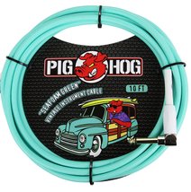 Pig Hog PCH10SGR 1/4&quot; to 1/4&quot; Right-Angle Seafoam Green Guitar Instrument Cable, - £20.26 GBP