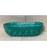 Vintage Slovenia Art Pottery Stoneware 12 Inch Decorative Woven Green Ba... - £44.42 GBP