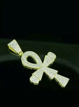 1.20Ct Simulated Diamond Cross Charm Pendant 14k Yellow Gold Plated - £49.60 GBP