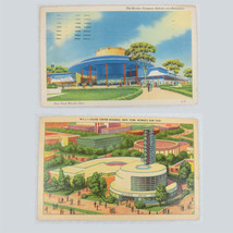 1939 New York Worlds Fair 2 Linen Postcards Borden Rotolactor &amp; Glass Center - £7.86 GBP