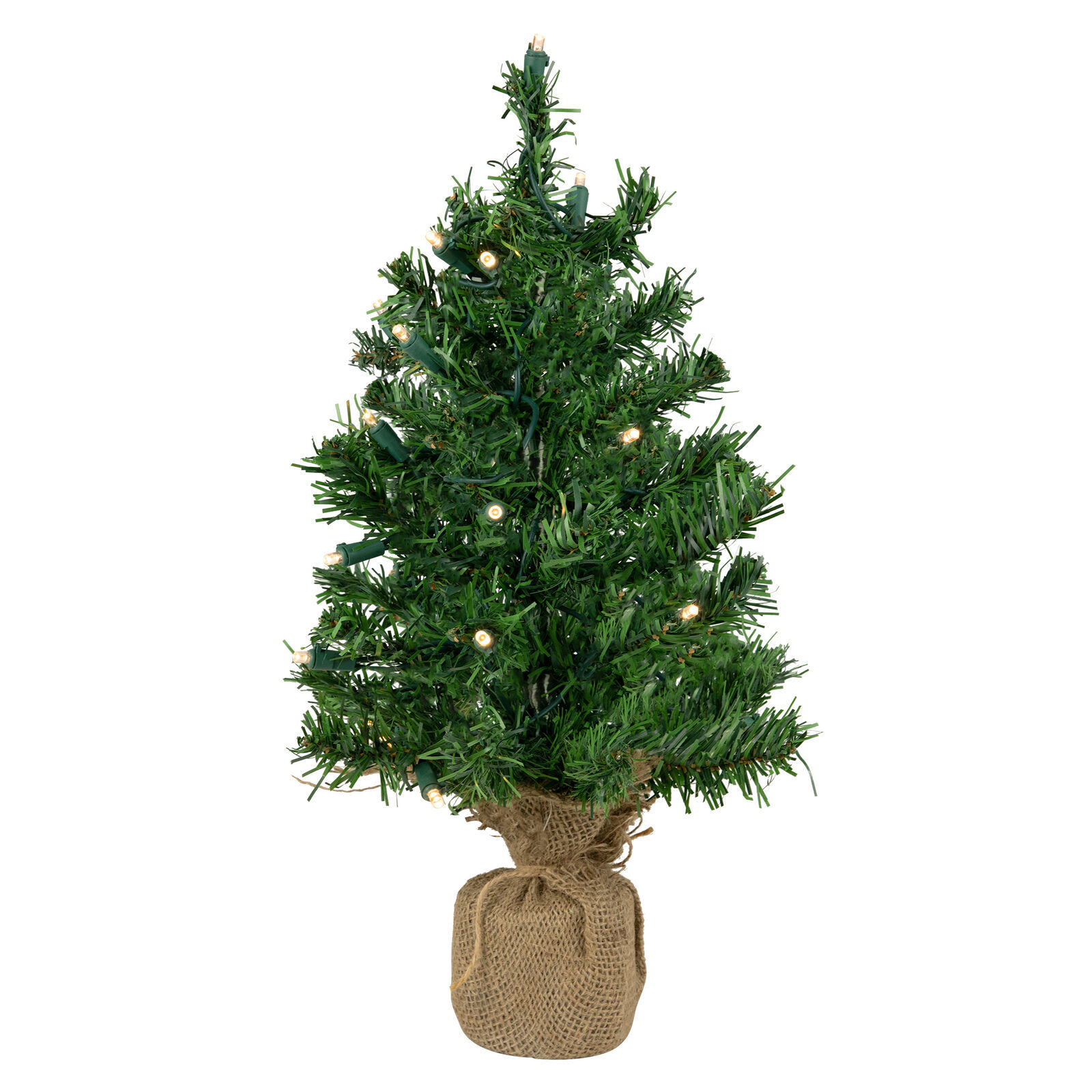 US Seller 18&quot; X 9.5&quot; Green Pine Artificial Christmas Tree Burlap Base Cl... - $50.38