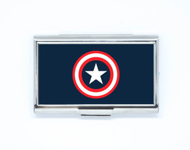 Business &amp; Credit Card Case CAPTAIN AMERICA super hero Steel Pocket box ... - $15.90