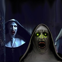 The Nun Mask with Glowing Eyes &amp; Horror Audio Voice Control Conjuring Cosplay - £39.40 GBP