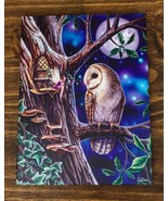 Fairy Tales Pixie Tree House With Witch Owl Wood Framed Canvas Wall Decor - $366.87 MXN