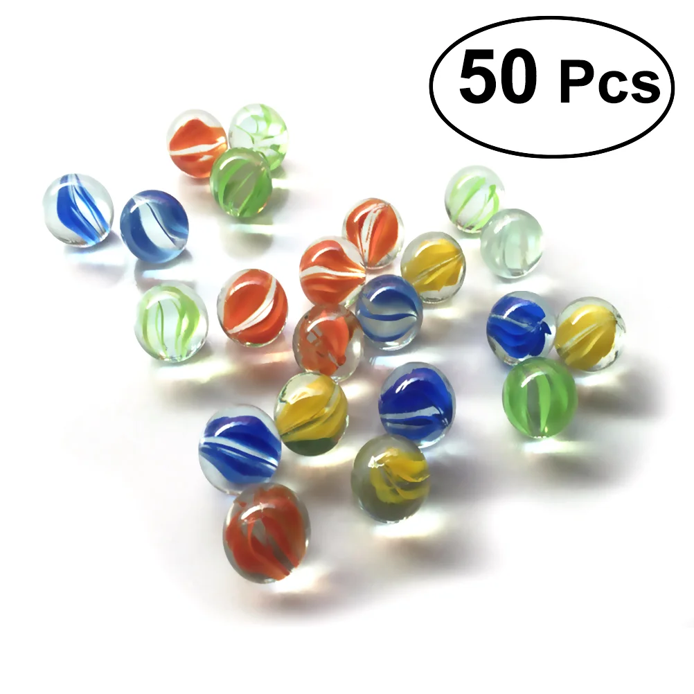 50PCS 14-16mm Colorful Glass Marbles Kids Marble Run Game Marble Solitaire Toy - £13.74 GBP