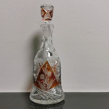 Beautiful Vintage Decanter Bohemian Czech Amber to Clear Cut Crystal Glass - $83.79