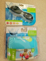 New Speedo Floating Fabric Armbands Blue/ Pink & Swimming Goggle Anti-fog UV - $26.72