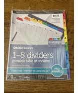 Office Depot 1-8 Dividers W/ Printable Table Of Contents - $7.80