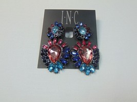 INC 1.25&quot; Grey Tone Multi Colored Double Drop Teardrop Earrings LM533 $26 - £6.07 GBP