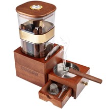 2In1 Cigar Humidor Box, Cigar Humidifier Cabinet Kit With Hygrometer Ash... - $57.99