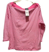 Chaps hot pink and white striped mid-sleeve shirt. Size PXL NWT MSRP $45 - $281.08 MXN