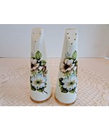 VTG SANDFORD BONE CHINA SALT &amp; PEPPER SHAKERS FLORALS W/GOLD TRIM 5.75&quot; ... - $14.80
