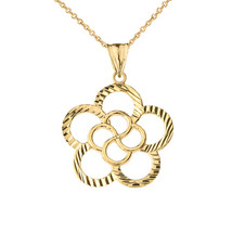Solid Gold Designer Sparkle Cut Flower Player Pendant Necklace Yellow Rose White - £115.01 GBP+
