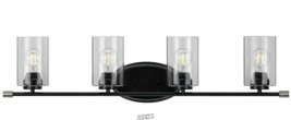 Riley Collection 4-Light Matte Black Clear Glass Modern Bath Vanity Light - £129.88 GBP