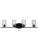 Riley Collection 4-Light Matte Black Clear Glass Modern Bath Vanity Light - $220.76 CAD