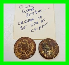 Rare 2 Civil War Union Army Cavalry Eagle Uniform Button Crushed For Poker Chips - £39.65 GBP