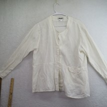 Flax Jacket Womens Size Medium White Linen Lagenlook Round Neck Button F... - £22.96 GBP