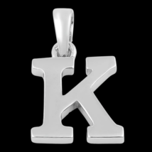 Block Letter K Initial Pendant Necklace Solid 925 Sterling Silver - £13.50 GBP