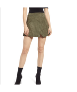 BLANK NYC Snap Front Suede Wrap Skirt, Sage Green, 28 Waist, Small/Mediu... - £40.63 GBP