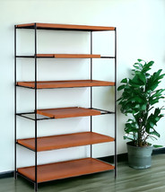 70" Brown and Black Metal Six Tier Etagere Bookcase - $14,591.30 MXN