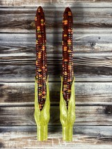 Pair of Indian Corn on the Cob Taper Candles - Thanksgiving  - £19.01 GBP