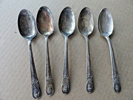 Silver Plate Presidential Collector Tea Spoons 5 WM Rogers IS TARNISHED - $23.99