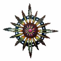 Steel Wall Art Psychedelic Sun Multi Color Rustic Traditional Acrylic Handmade - $107.99