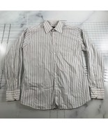 Gucci Button Down Shirt Mens 39 15.5 White Blue Pinstripes Striped Long ... - £73.44 GBP