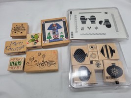 Large Christmas Mounted Wooden Stamp Lot New Stampin Up Make  Mitten Decorations - £12.78 GBP