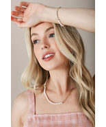 Natural pearl chain bracelet, necklace set - gold - £34.66 GBP