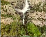 Vtg Postcard 1940s Linen postcard Yosemite Falls National Park CA Unused - £8.14 GBP