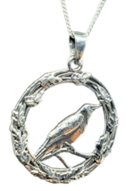 Raven Oak Necklace Ring Pendant 18&quot; Chain 925 Silver Pagan Wiccan Witch &amp; Box - £32.67 GBP