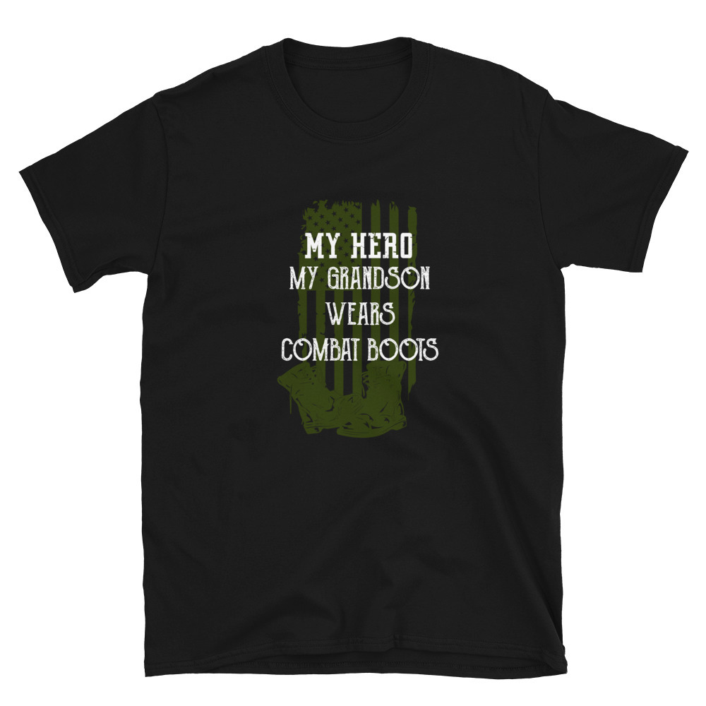 My Hero My Grandson Wears Combat Boots T Shirt Uniform Support T-shirt