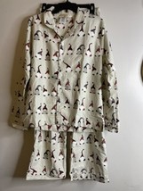 Pottery Barn Teen Christmas Gnome Gray Organic Flannel Pajama Set Size M... - £43.24 GBP
