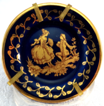 LIMOGES France Porcelain Courting Couple Miniature PLATE with Hanger/Stand #1 - £20.74 GBP