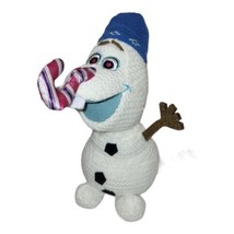 Disney Store Olaf Frozen Adventure Snowman Knit Plush Candy Cane Nose 8&quot; - $8.53