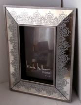 Mirrored Silver Lacy Design Picture Frame Holds 4&quot; x 6&quot; Photo NICOLE MIL... - $19.79