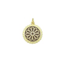 Brown Enamel Flower Charm, Sku#LX803 - $2.99