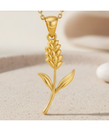 Statice Flower Pendant Necklace | 14K Gold Plated Sterling Silver Jewelr... - $43.96