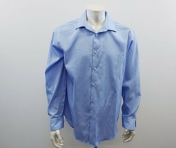 Calvin Klein Men&#39;s Slim Fit Button Up Dress Shirt Size 17.5 Blue Long Sl... - £8.66 GBP